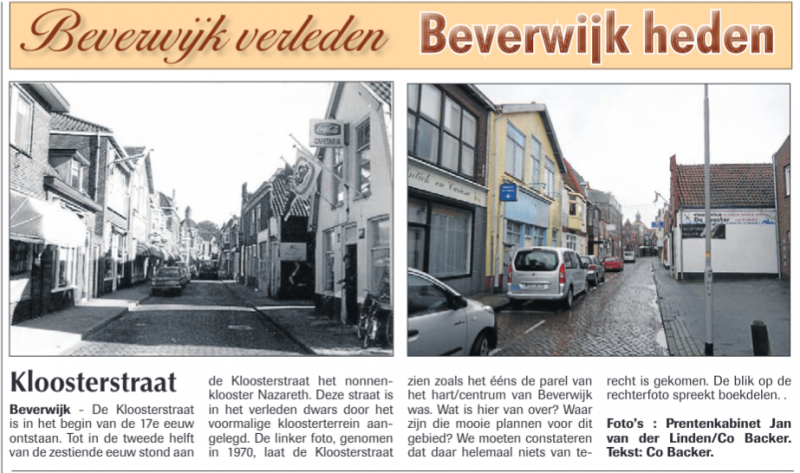 Kloosterstraat
Uit de Beverwijker 20 maart 2014
