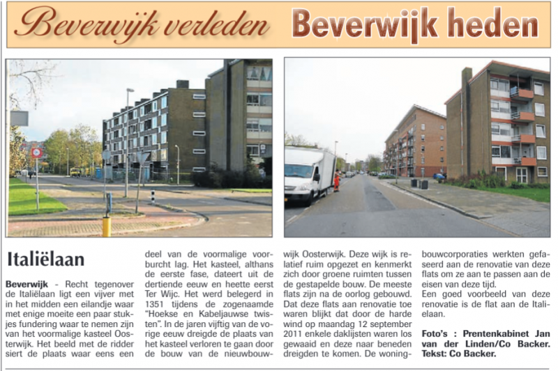 Italiëlaan
Uit de Beverwijker 10 april 2014
