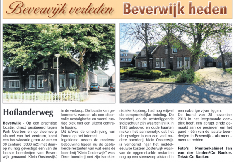 Hoflanderweg
Uit de Beverwijker 24 april 2014
