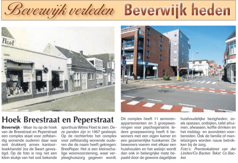 Hoek Breestraat Peperstraat
Uit de Beverwijker 15 mei 2014
