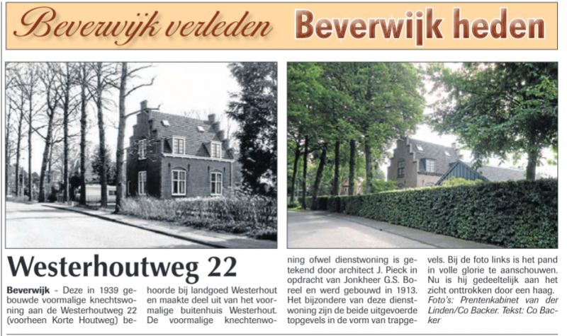 Westerhoutweg 12
Uit de Beverwijker 28 augustus 2014
