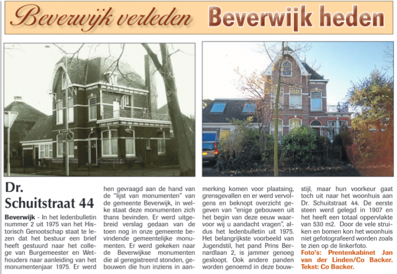 Dr. Schuitstraat 44
Uit de Beverwijker 20 november 2014
