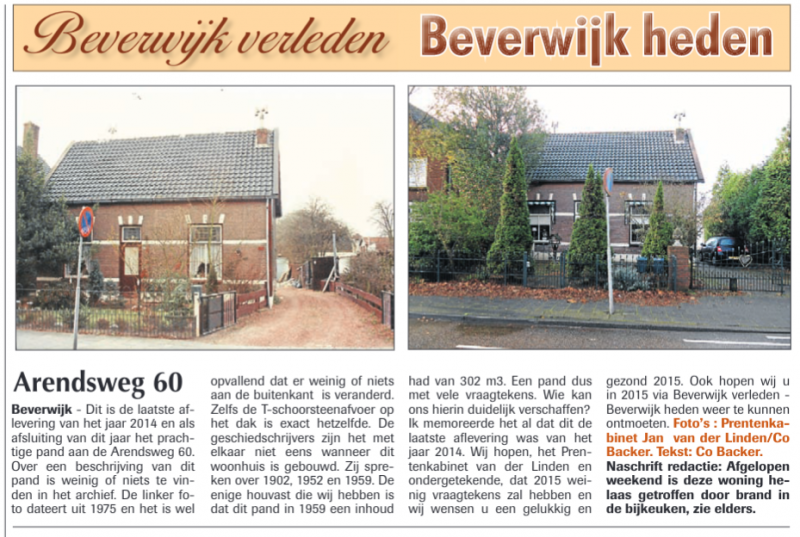 Arendsweg 60
Uit de Beverwijker 18 december 2014
