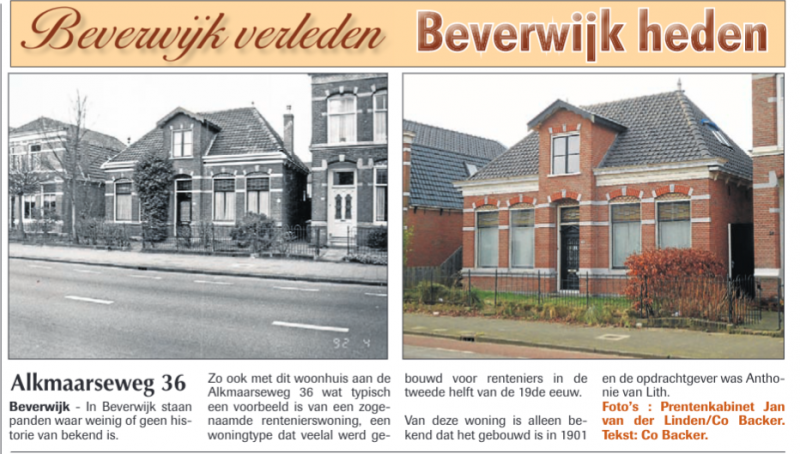 Alkmaarseweg 36
Uit de Beverwijker 15 januari 2015
