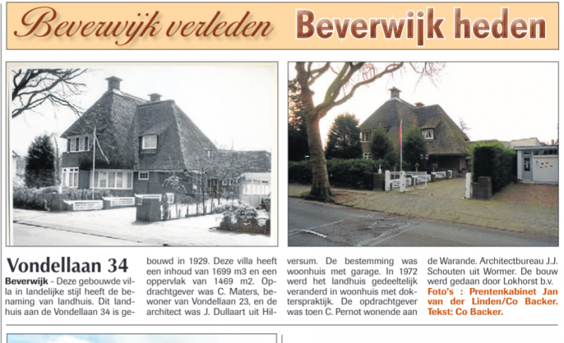 Vondellaan 34
Uit de Beverwijker 12 februari 2015
