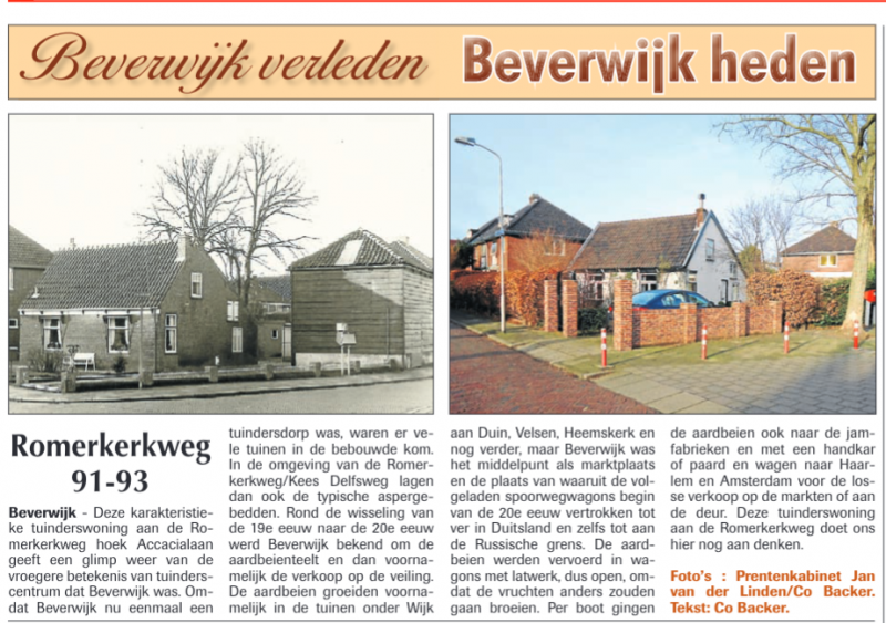 Romerkerkweg 91- 93
Uit de Beverwijker 12 maart 2015
