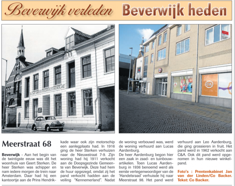 Meerstraat 68
Uit de Beverwijker 9 april 2015 
