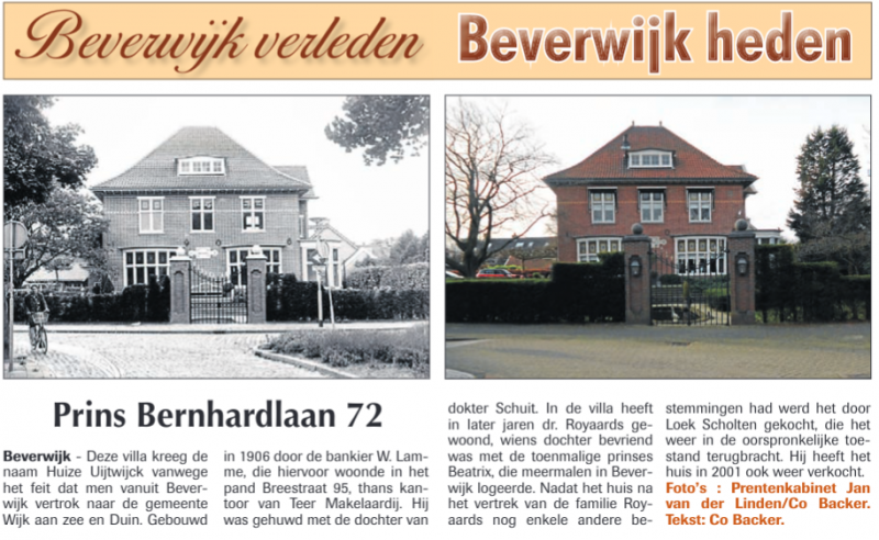 Prins Benhardlaan 72
Uit de Beverwijker van 16 april 2015
