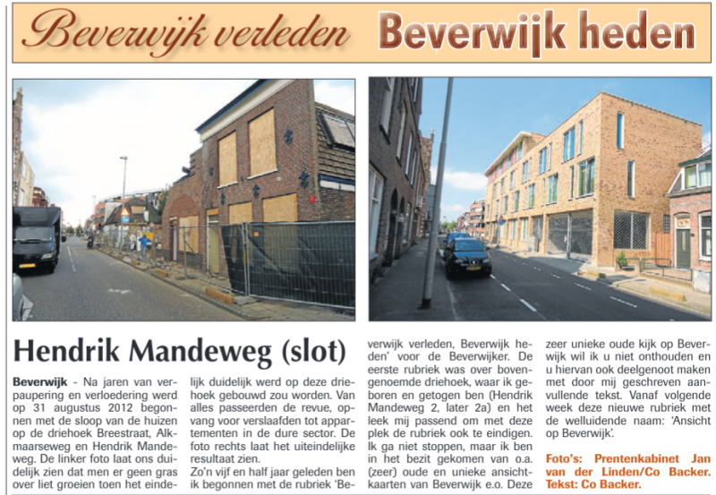 Hendrik Mandeweg 
Uit de Beverwijker van 11 juni 2015
