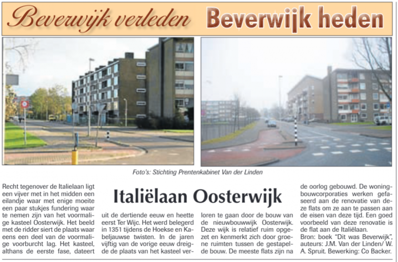 Italiëlaan Oosterwijk
Uit de Beverwijker van 12 april 2012
