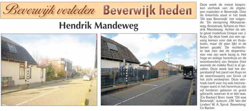 Hendrik Mandeweg 
Uit de Beverwijker van 13 september 2012
