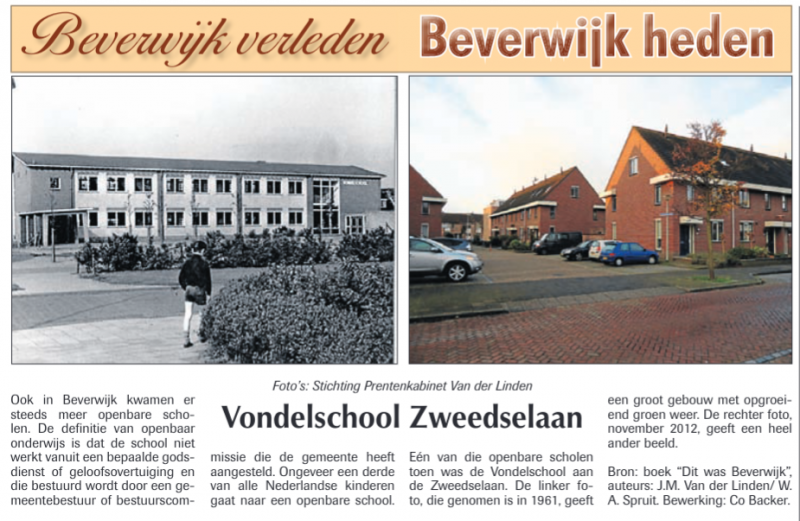 Vondelschool Zweedselaaan
Uit de Beverwijker van 6 december 2012
