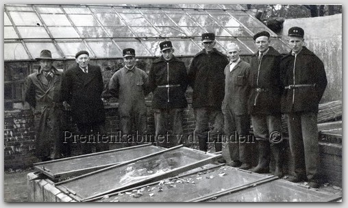 Personen
Mederwerkers Plantsoenendienst Beverwijk v.l.n.r. J. van Rijn, Ab Gootjes, Martens, Burger, Bakker, Freek Hoogeland, Piet Passchier.  foto J. Versteeg
Keywords: bwijk rijn gootjes martens burger bakker hoogeland passchier